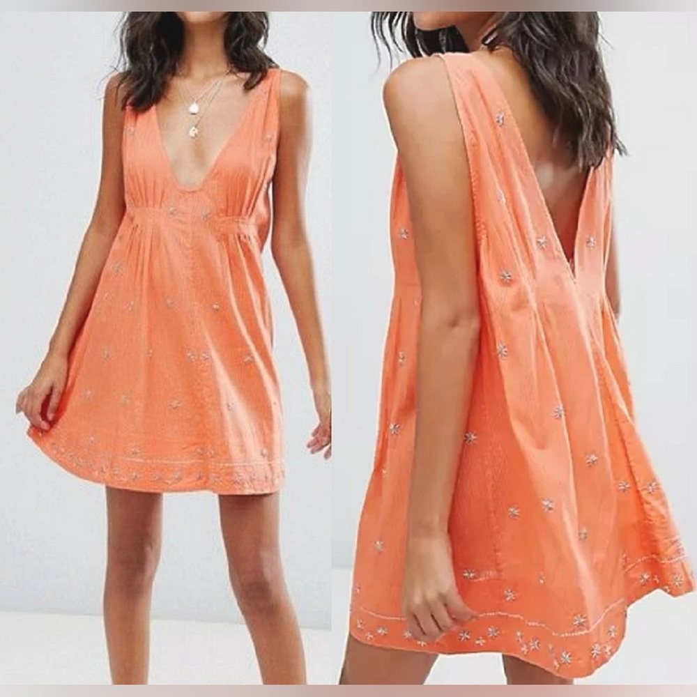 Free people crushing on you cotton beaded dress, XS.